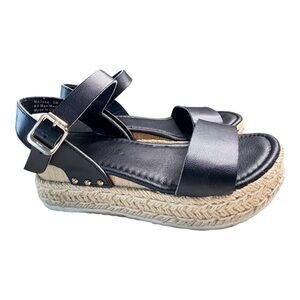 Melissa Women’s Black Platform Wedge Espadrilles Sandal